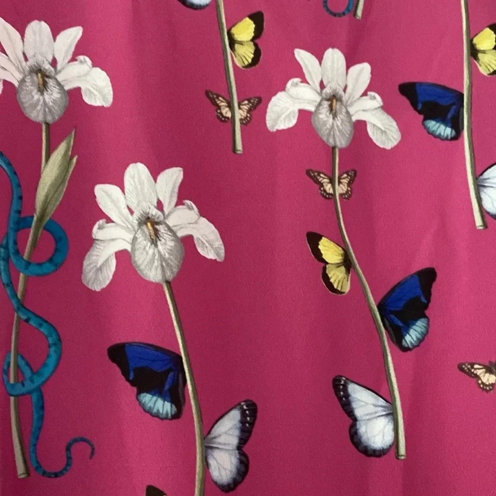 Borgo De Nor Dress Fuchsia Butterfly Floral Printed Maxi Dress Size UK 8 US‎ 4 - Picture 11 of 12